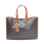 Celine Tote Bag Horizontal Cabas Triomphe Brown Black Canvas Leather