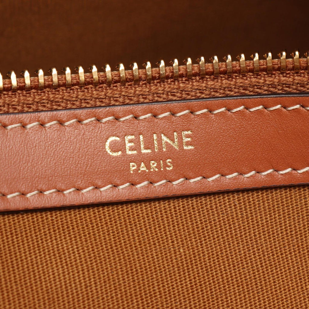 Celine Tote Bag Horizontal Cabas Triomphe Brown Black Canvas Leather — view 4