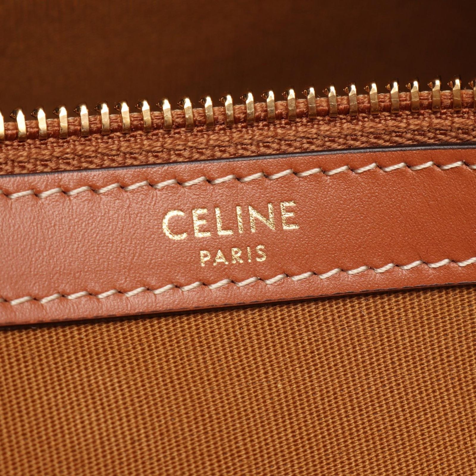 Celine Tote Bag Horizontal Cabas Triomphe Brown Black Canvas Leather — view 4