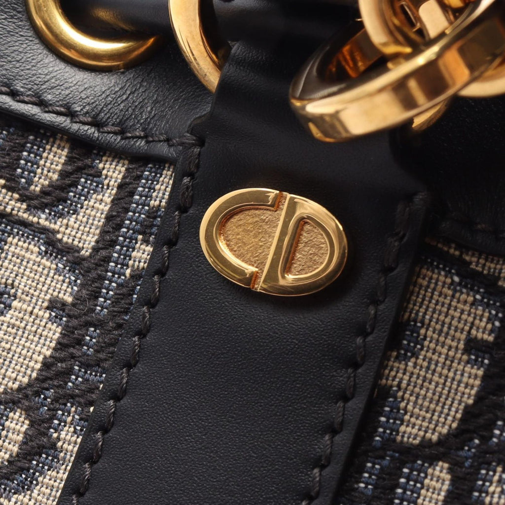 Dior Backpack Oblique Small Ivory Navy Leather — view 7