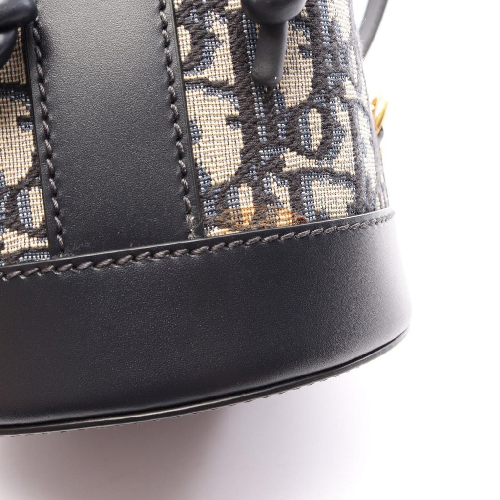 Dior Backpack Oblique Small Ivory Navy Leather — view 6