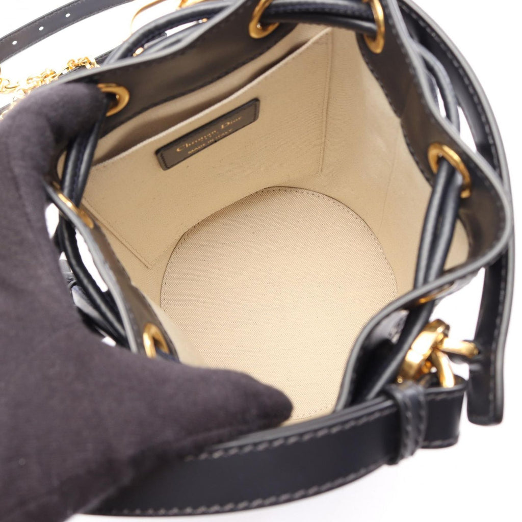 Dior Backpack Oblique Small Ivory Navy Leather — view 3