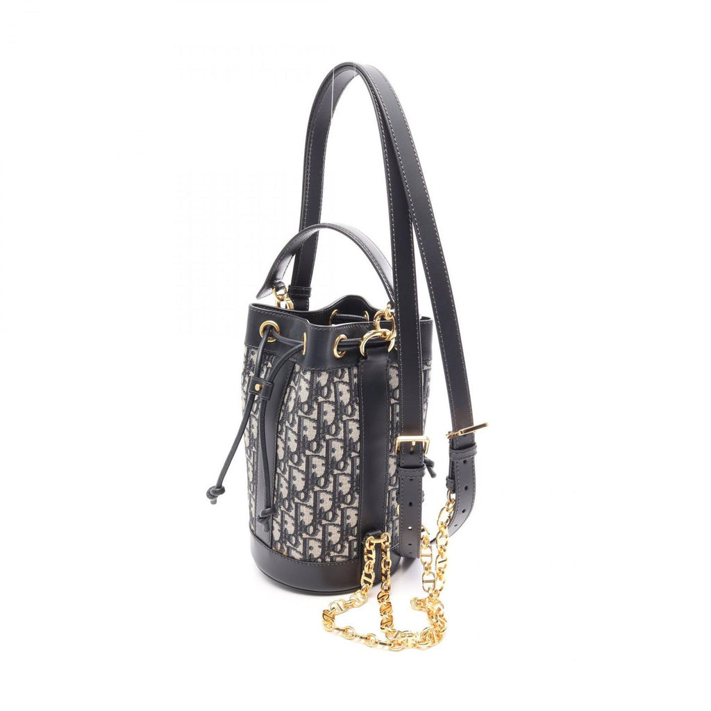 Dior Backpack Oblique Small Ivory Navy Leather — view 2