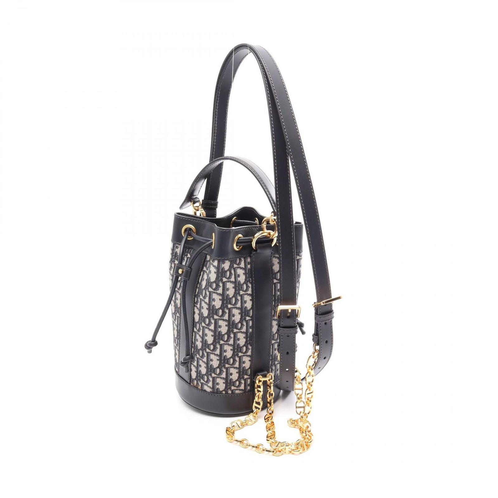 Dior Backpack Oblique Small Ivory Navy Leather — view 2