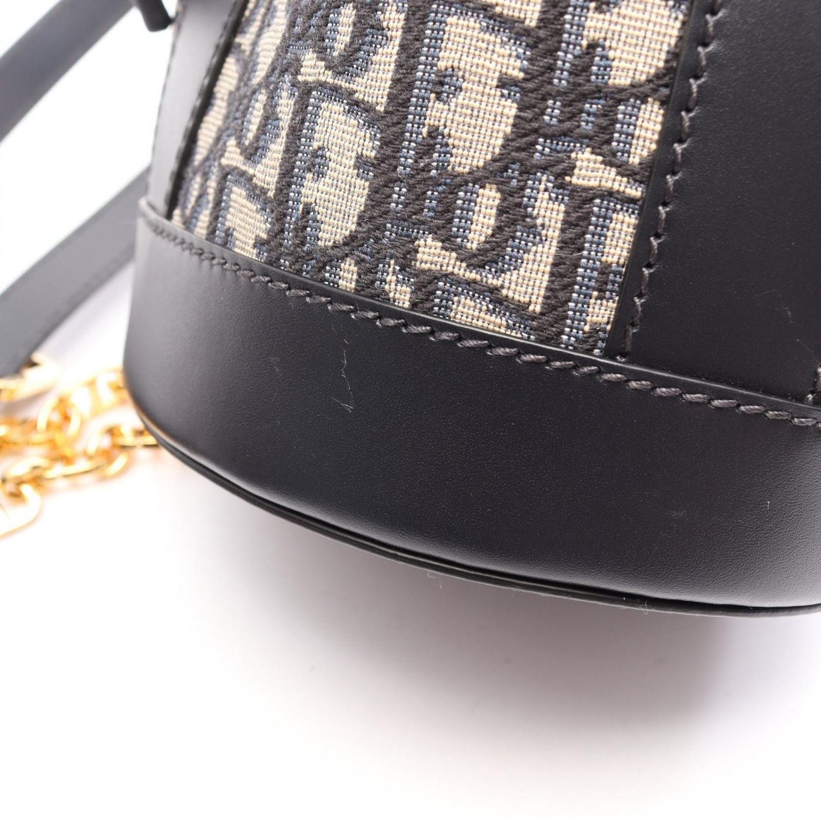 Dior Backpack Oblique Small Ivory Navy Leather — view 5