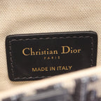 Dior Handbag Saddle Bag Mini Oblique Jacquard 2-Way Ivory Navy Canvas Leather — view 4