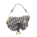 Dior Handbag Saddle Bag Mini Oblique Jacquard 2-Way Ivory Navy Canvas Leather