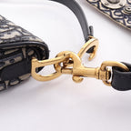 Dior Handbag Saddle Bag Mini Oblique Jacquard 2-Way Ivory Navy Canvas Leather — view 6