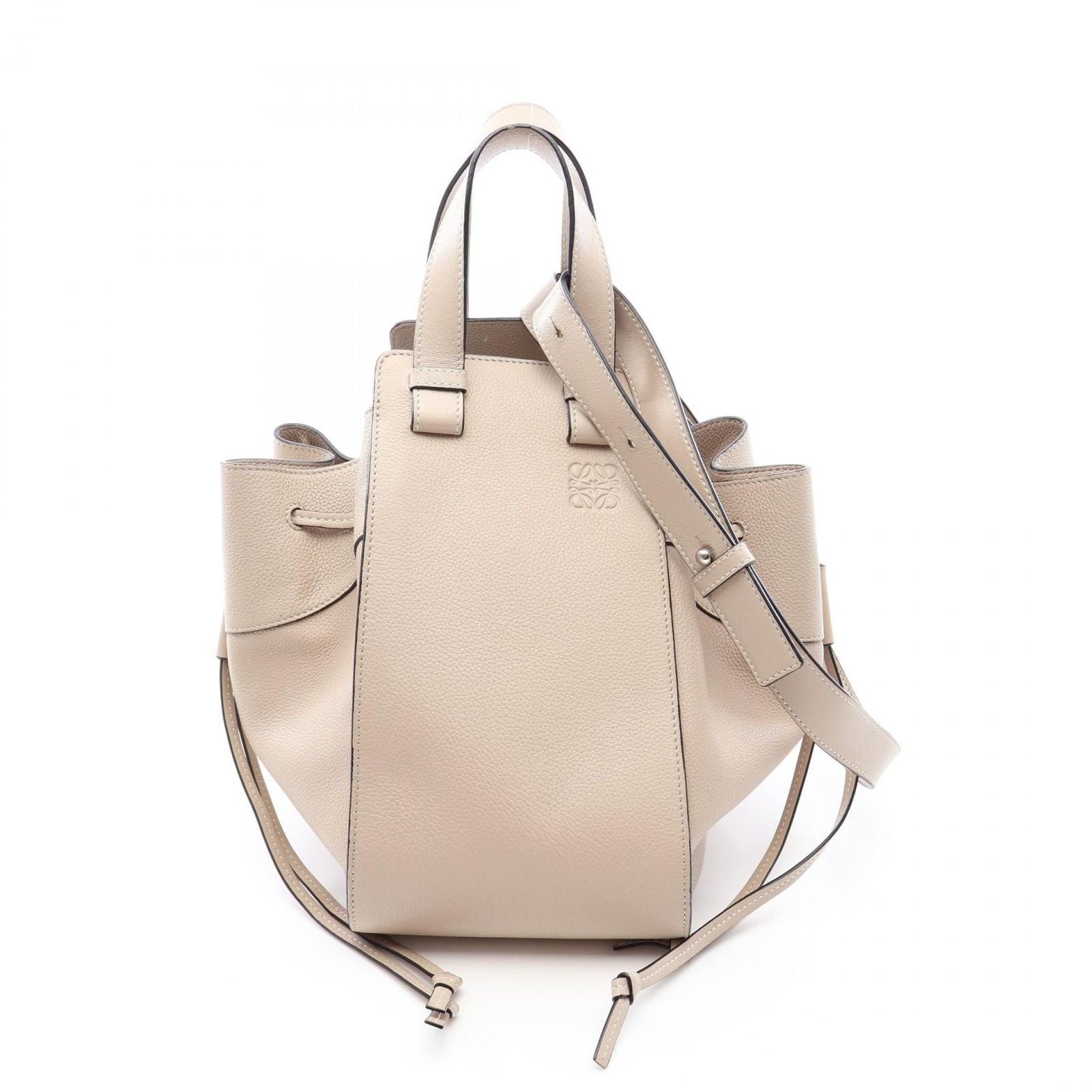 Loewe Handbag Hammock Bag Drawstring 2-Way Beige Leather