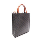 Celine Tote Bag Small Vertical Cabas Triomphe 2-Way Brown Black White Canvas Leather — view 2