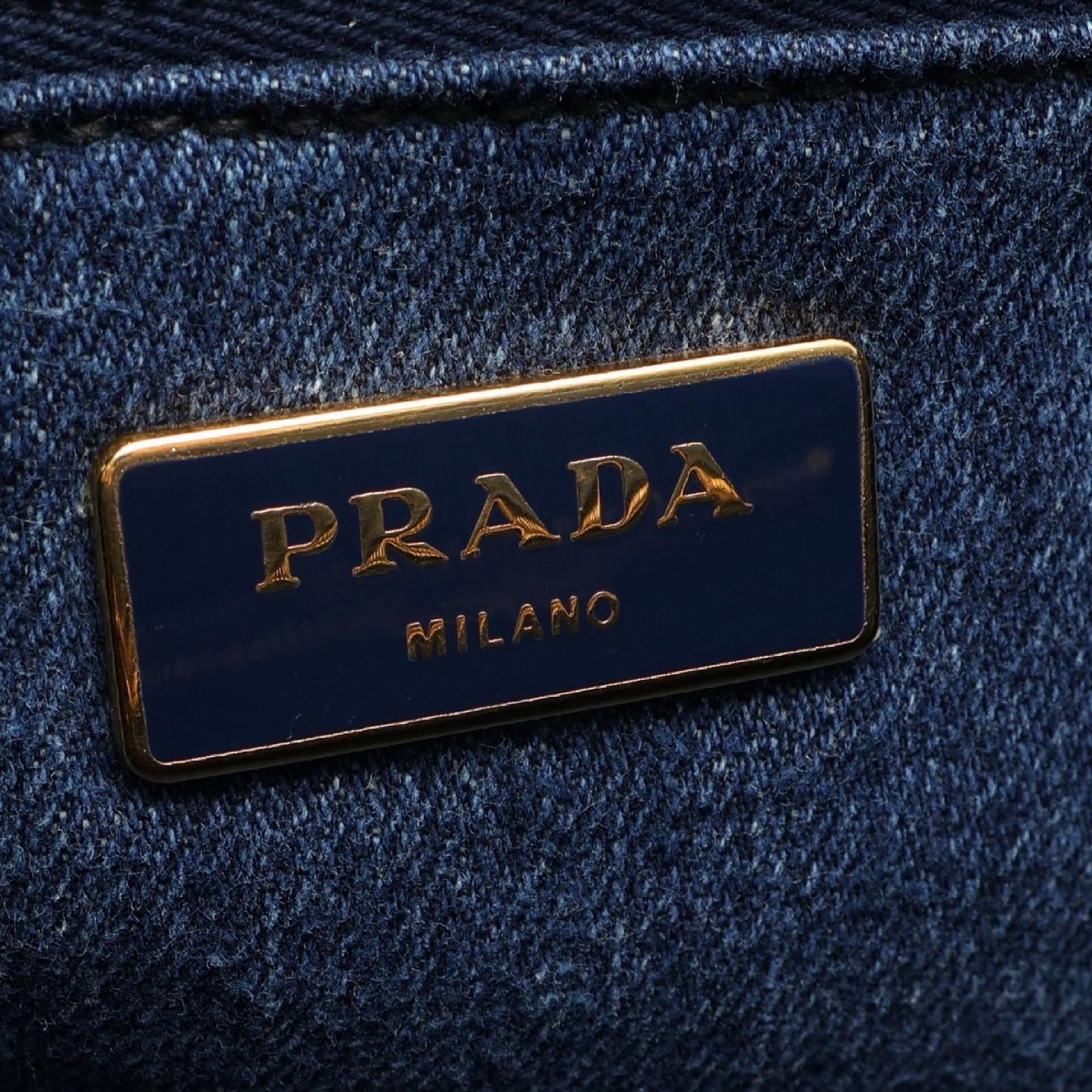 Prada Tote Bag Denim Canapa Blue Black — view 4