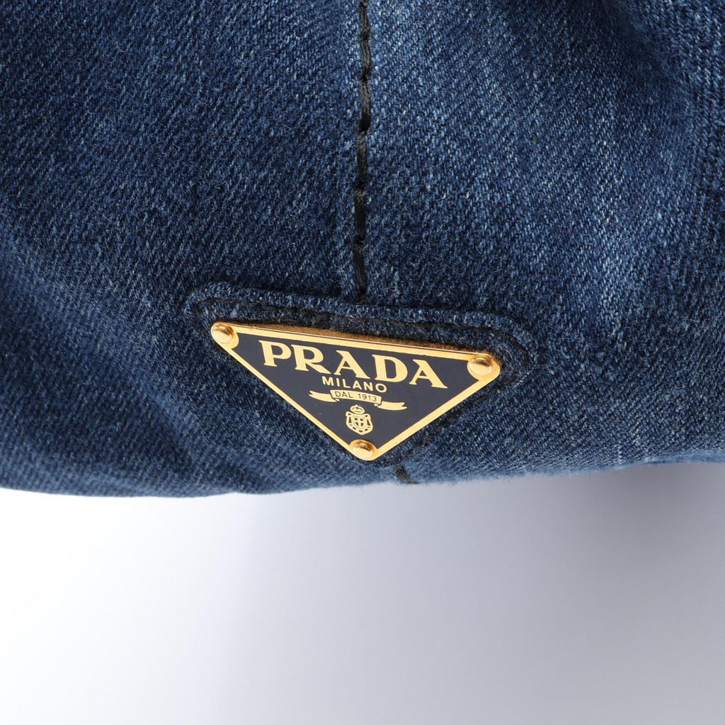 Prada Tote Bag Denim Canapa Blue Black — view 8