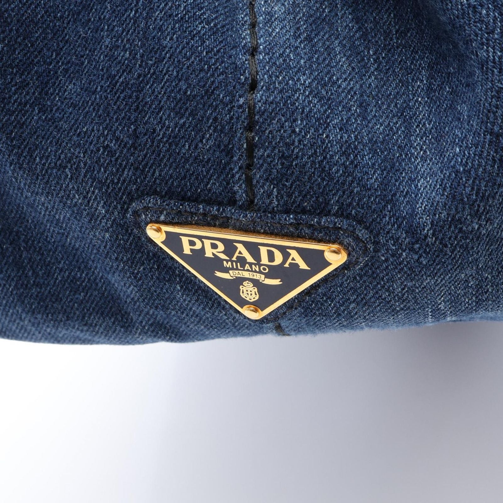 Prada Tote Bag Denim Canapa Blue Black — view 8