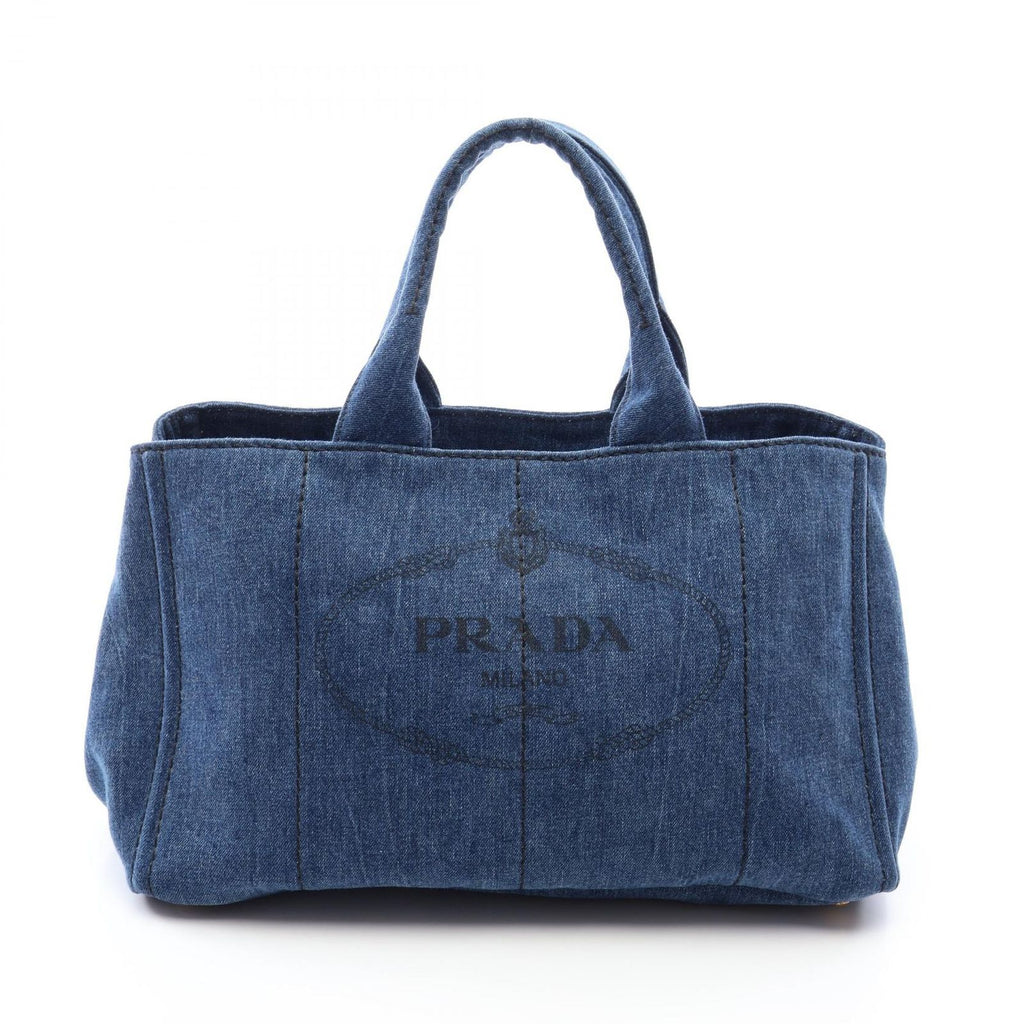 Prada Tote Bag Denim Canapa Blue Black