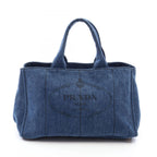 Prada Tote Bag Denim Canapa Blue Black