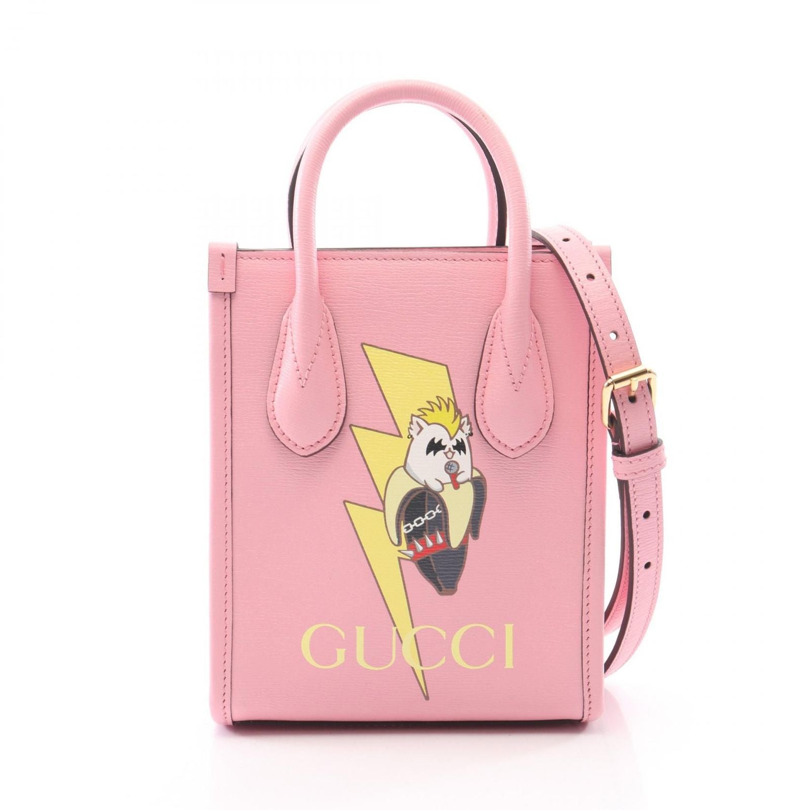 Gucci Handbag Bananya Mini Tote 2-Way Pink Multi Leather Collaboration Shoulder