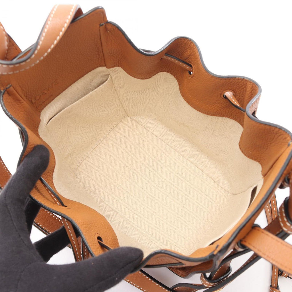 Loewe Hammock Drawstring Bag Mini 2-Way Brown Leather Bag — view 3