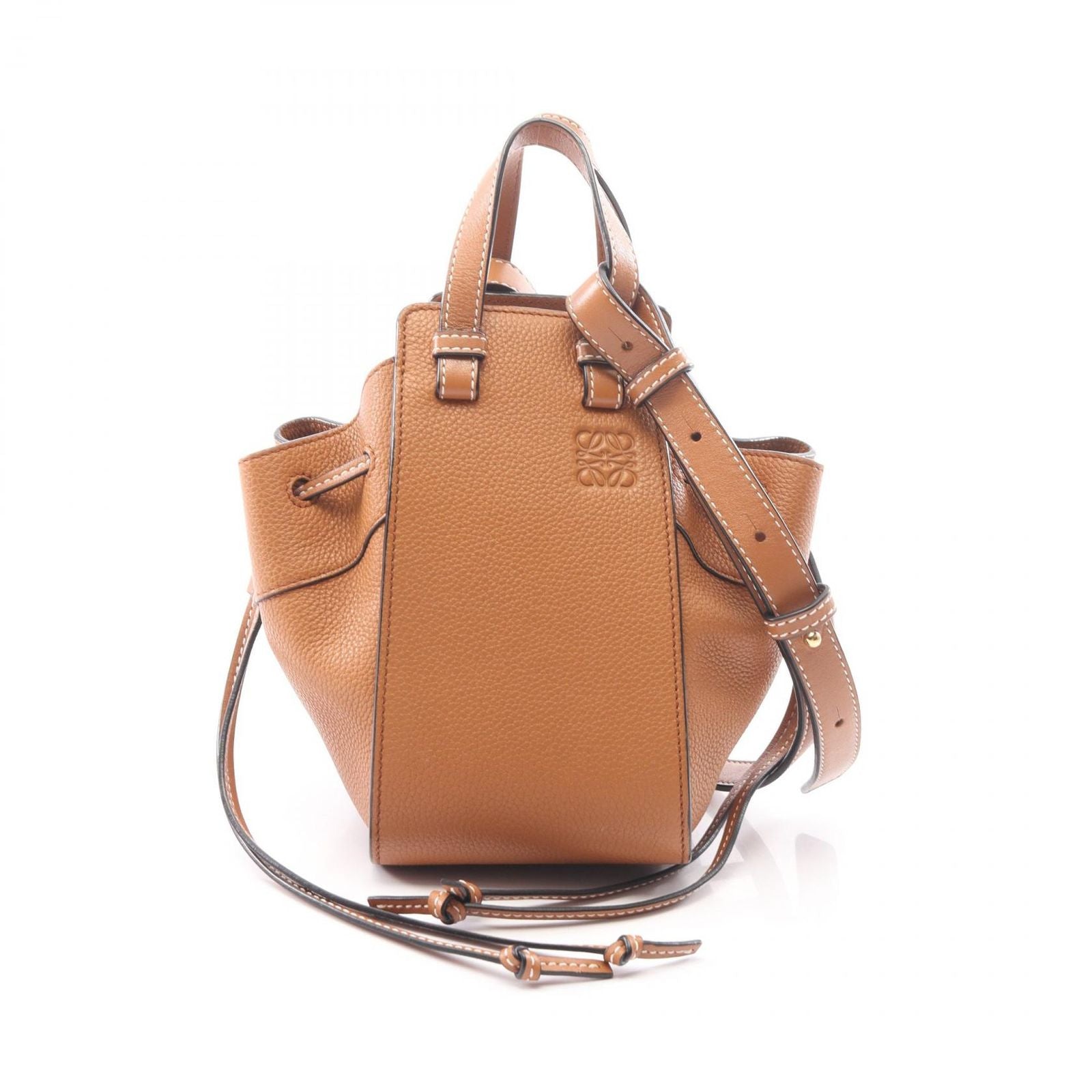 Loewe Hammock Drawstring Bag Mini 2-Way Brown Leather Bag