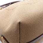 Prada Logo Jacquard 2-Way Beige Brown Canvas Leather Handbag — view 8