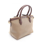 Prada Logo Jacquard 2-Way Beige Brown Canvas Leather Handbag — view 2