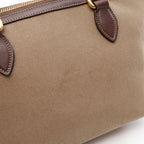 Prada Logo Jacquard 2-Way Beige Brown Canvas Leather Handbag — view 6