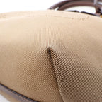 Prada Logo Jacquard 2-Way Beige Brown Canvas Leather Handbag — view 7