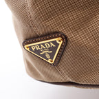 Prada Tote Bag Logo Jacquard 2-Way Beige Brown Canvas Leather Handle — view 5