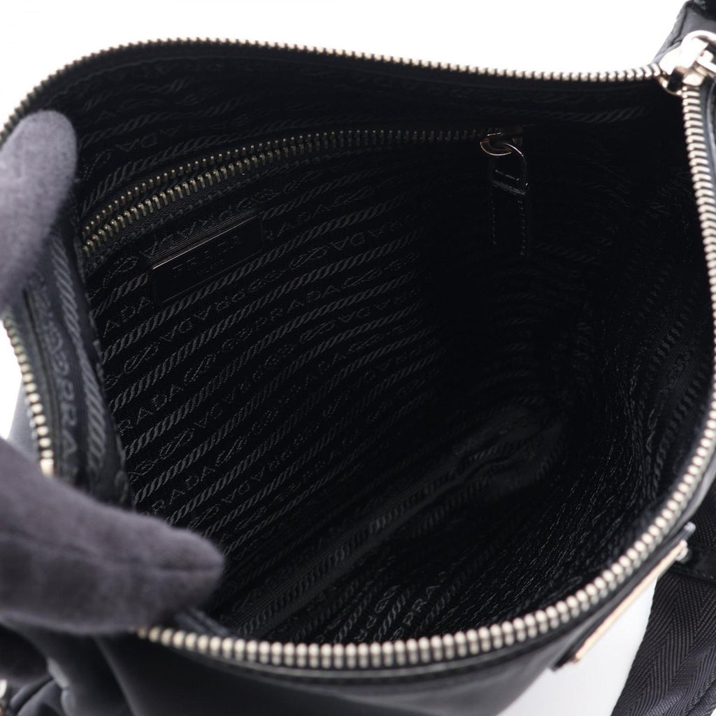 Prada Shoulder Bag Tessuto Black Nylon Leather Triangle Logo — view 3