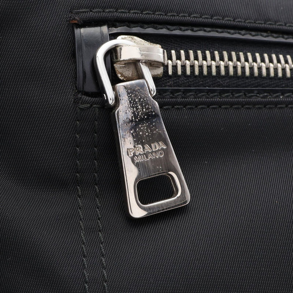 Prada Shoulder Bag Tessuto Black Nylon Leather Triangle Logo — view 6