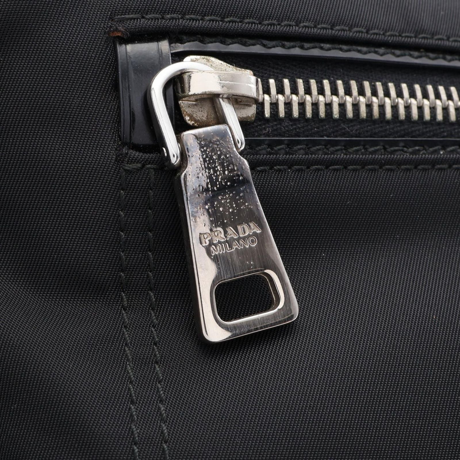 Prada Shoulder Bag Tessuto Black Nylon Leather Triangle Logo — view 6