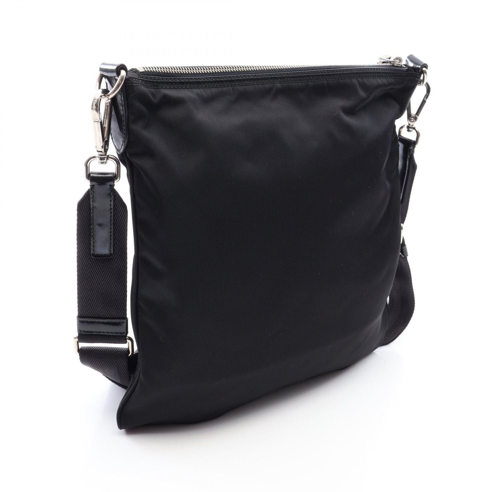 Prada Shoulder Bag Tessuto Black Nylon Leather Triangle Logo — view 2