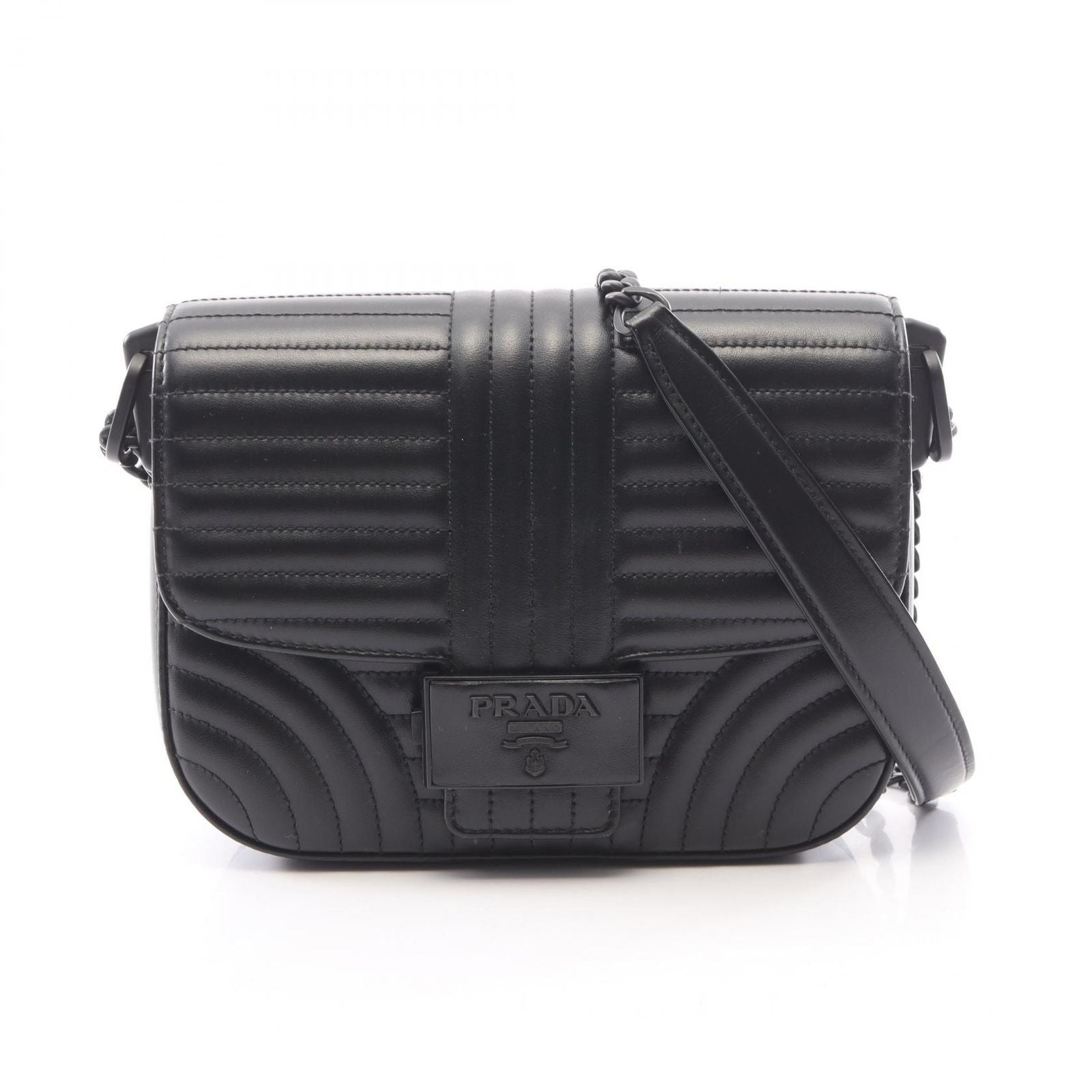 Prada Shoulder Bag Diagram Black Leather Chain