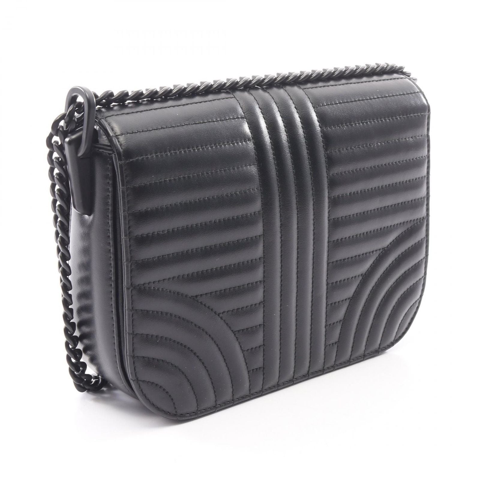 Prada Shoulder Bag Diagram Black Leather Chain — view 2