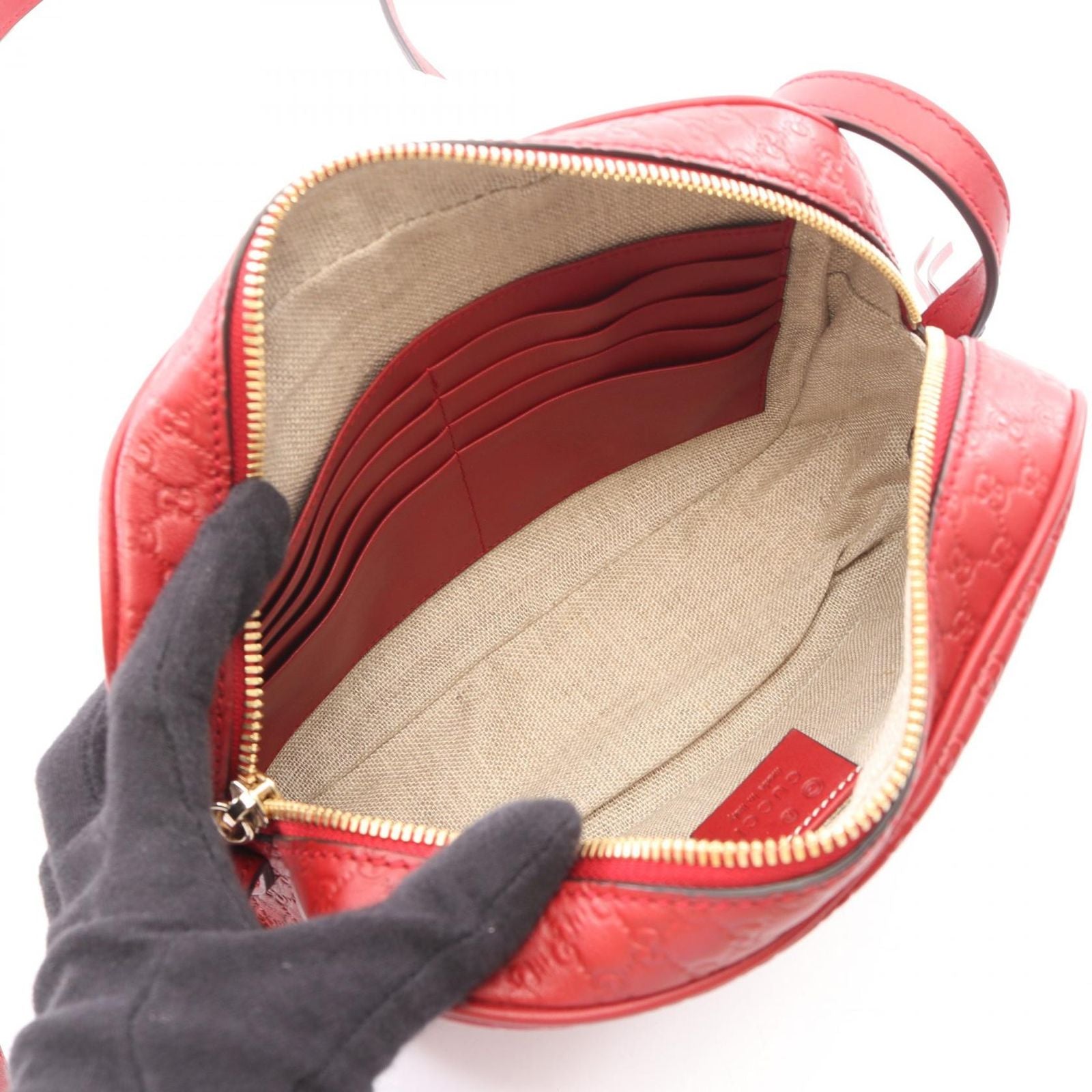 Gucci Shoulder Bag Bree Micro Guccissima Red Leather — view 3