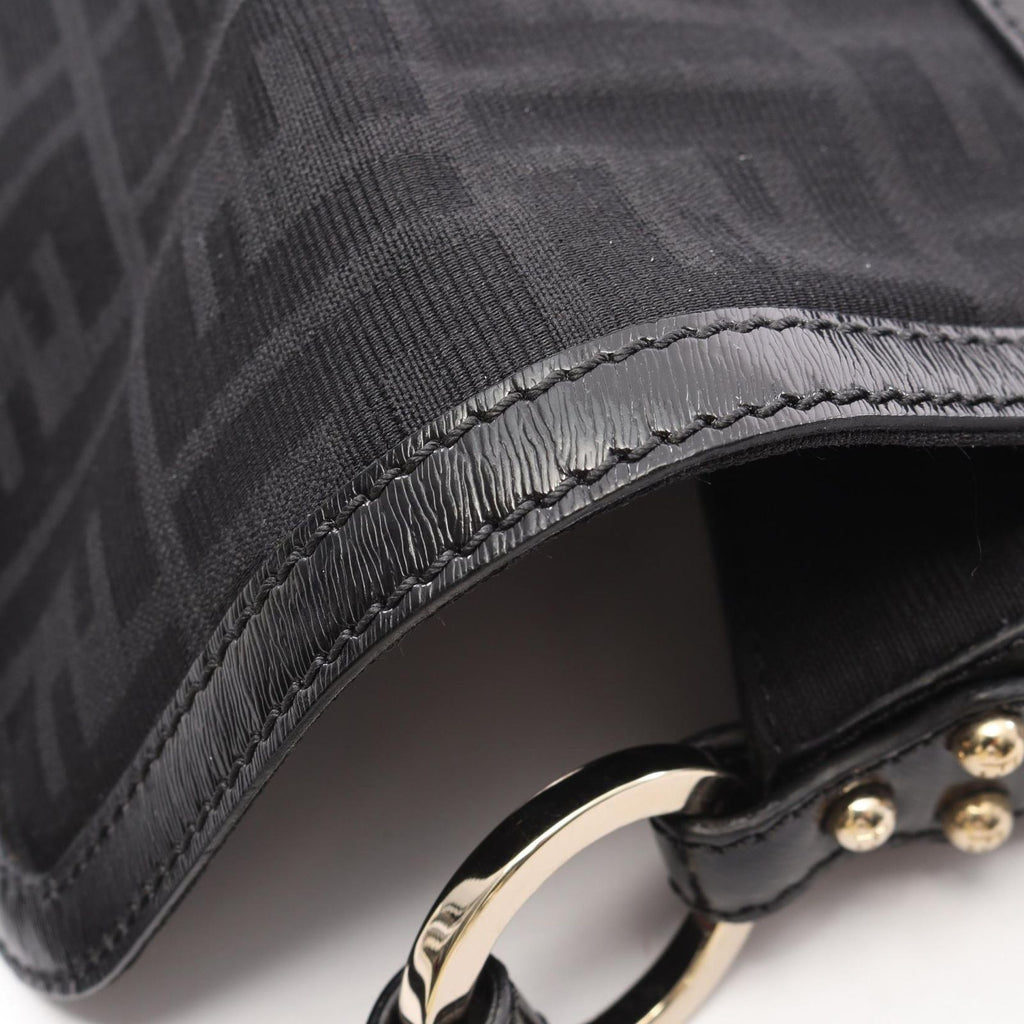 Fendi Shoulder Bag Zucca Black Canvas Leather — view 7