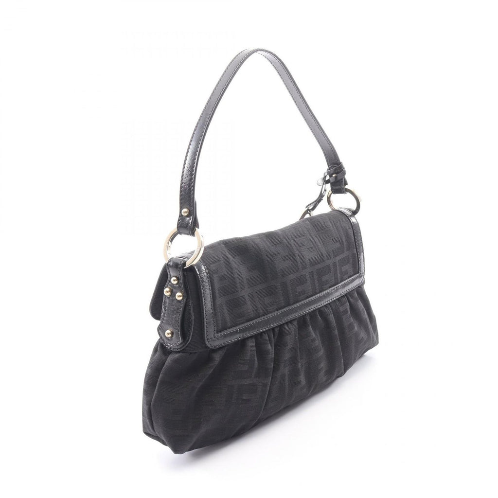 Fendi Shoulder Bag Zucca Black Canvas Leather — view 2