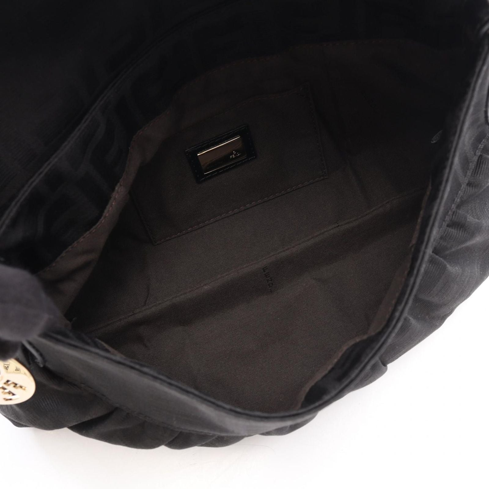 Fendi Shoulder Bag Zucca Black Canvas Leather — view 3