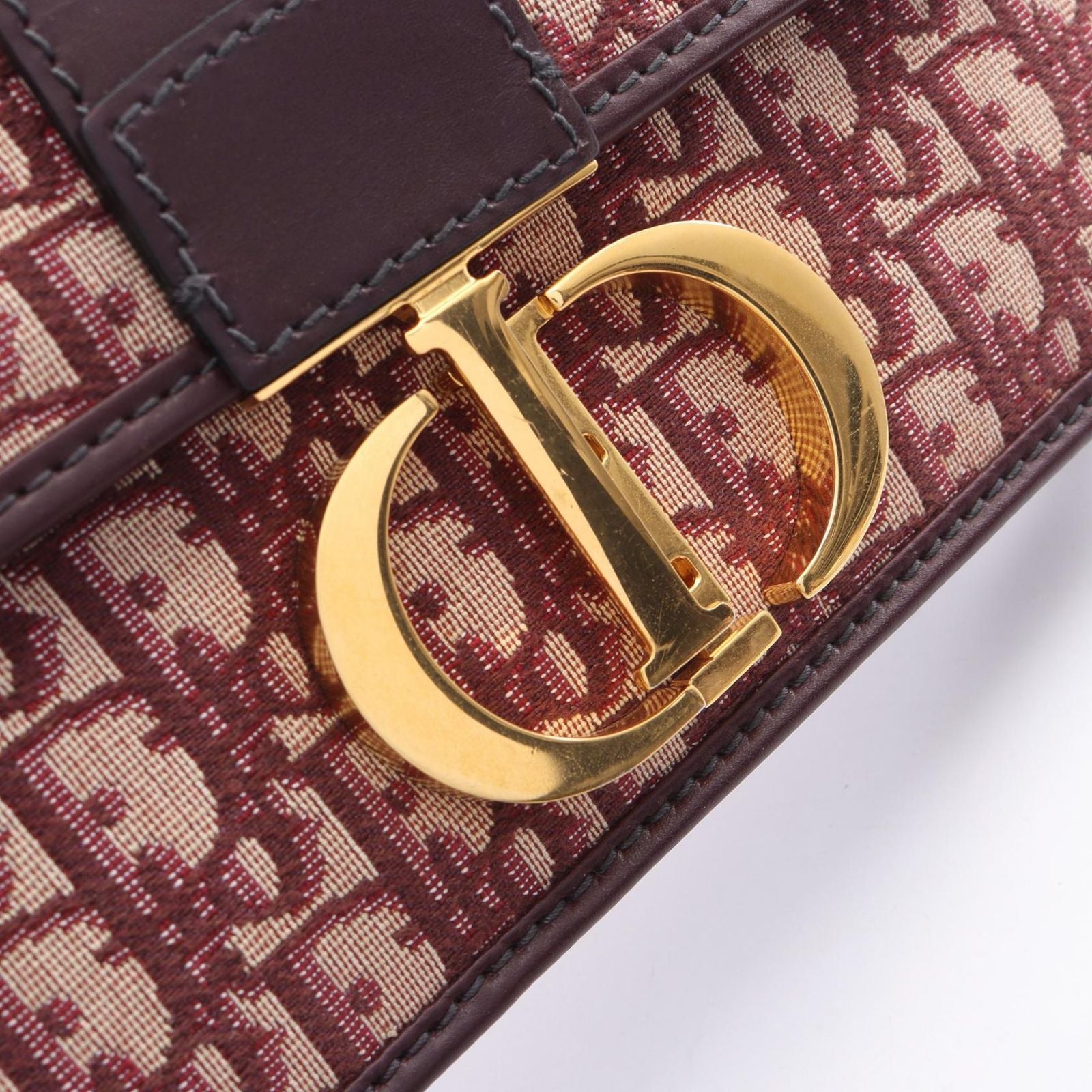 Dior Shoulder Bag 30 Montaigne Bordeaux Ivory Canvas Leather 30 Oblique — view 7