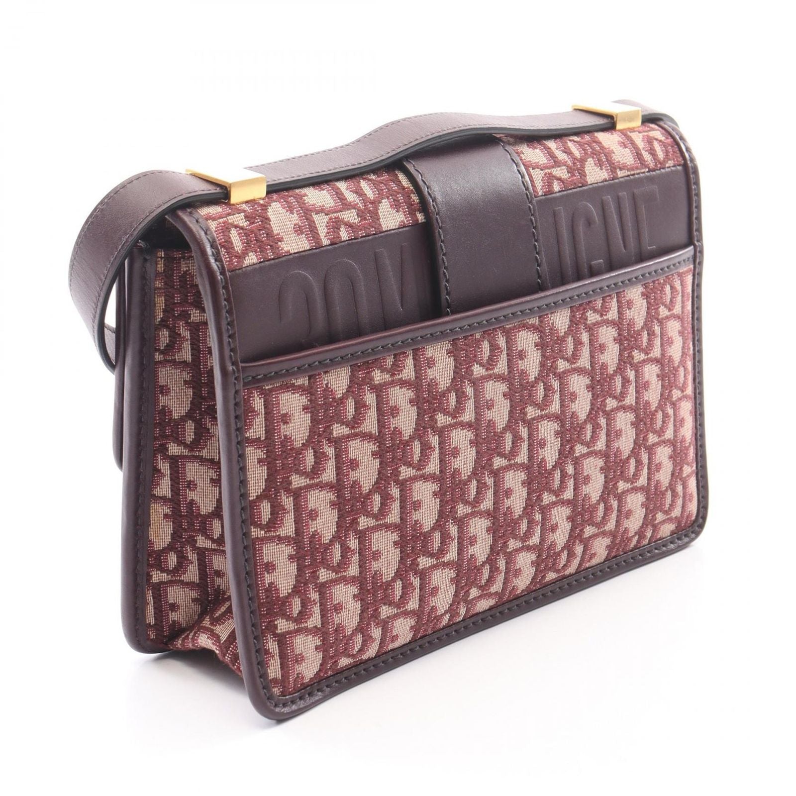 Dior Shoulder Bag 30 Montaigne Bordeaux Ivory Canvas Leather 30 Oblique — view 2