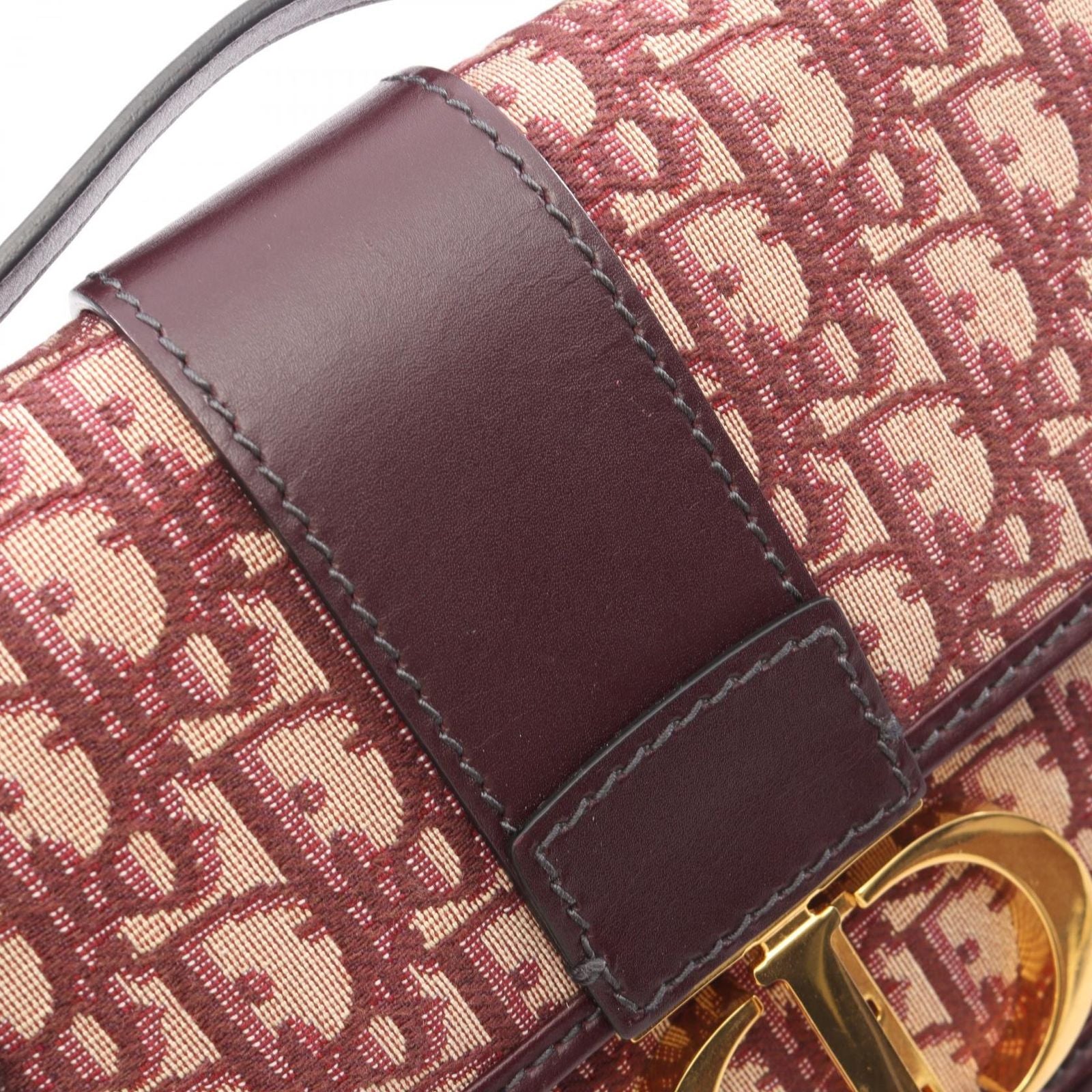 Dior Shoulder Bag 30 Montaigne Bordeaux Ivory Canvas Leather 30 Oblique — view 6