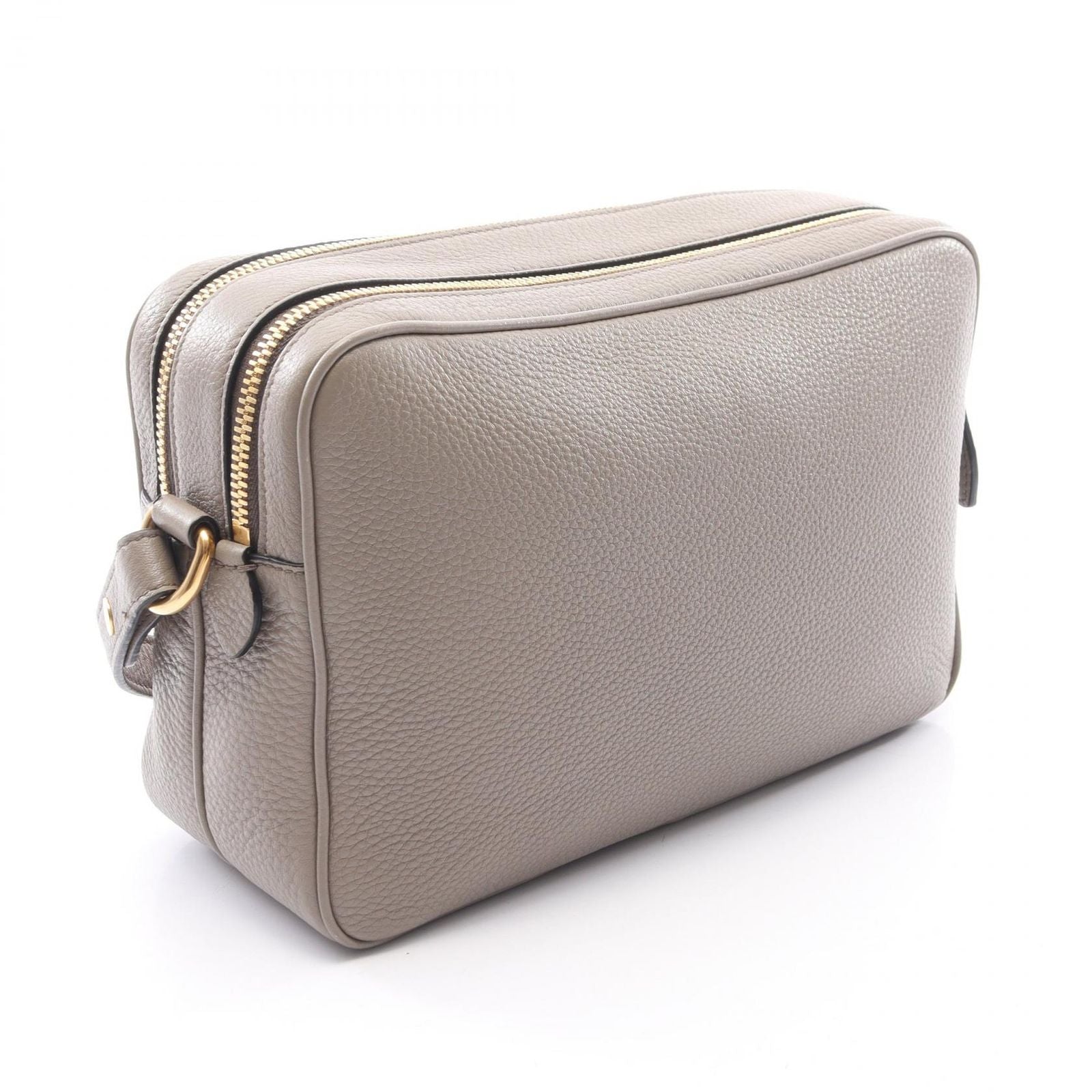 Prada Shoulder Bag Vitello Phenix Gray Leather Metal Logo — view 2