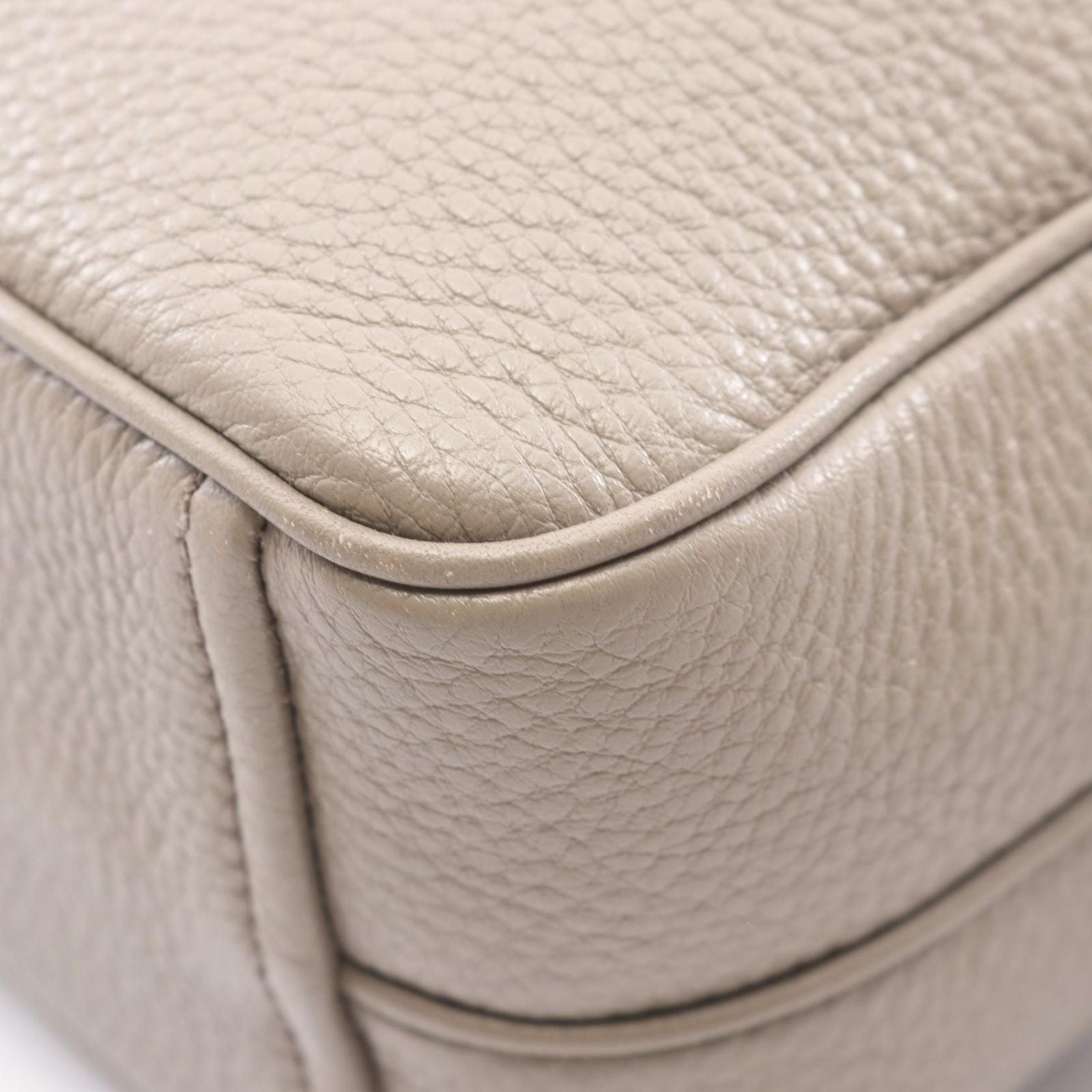 Prada Shoulder Bag Vitello Phenix Gray Leather Metal Logo — view 6