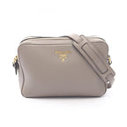 Prada Shoulder Bag Vitello Phenix Gray Leather Metal Logo