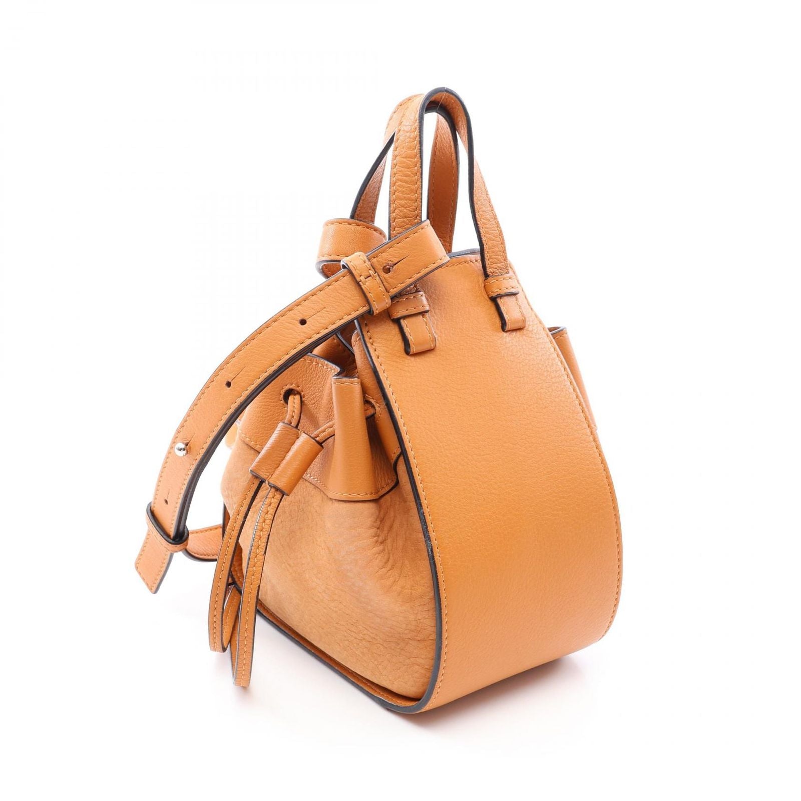 Loewe Handbag Hammock Drawstring Bag Mini 2-Way Brown Leather — view 2