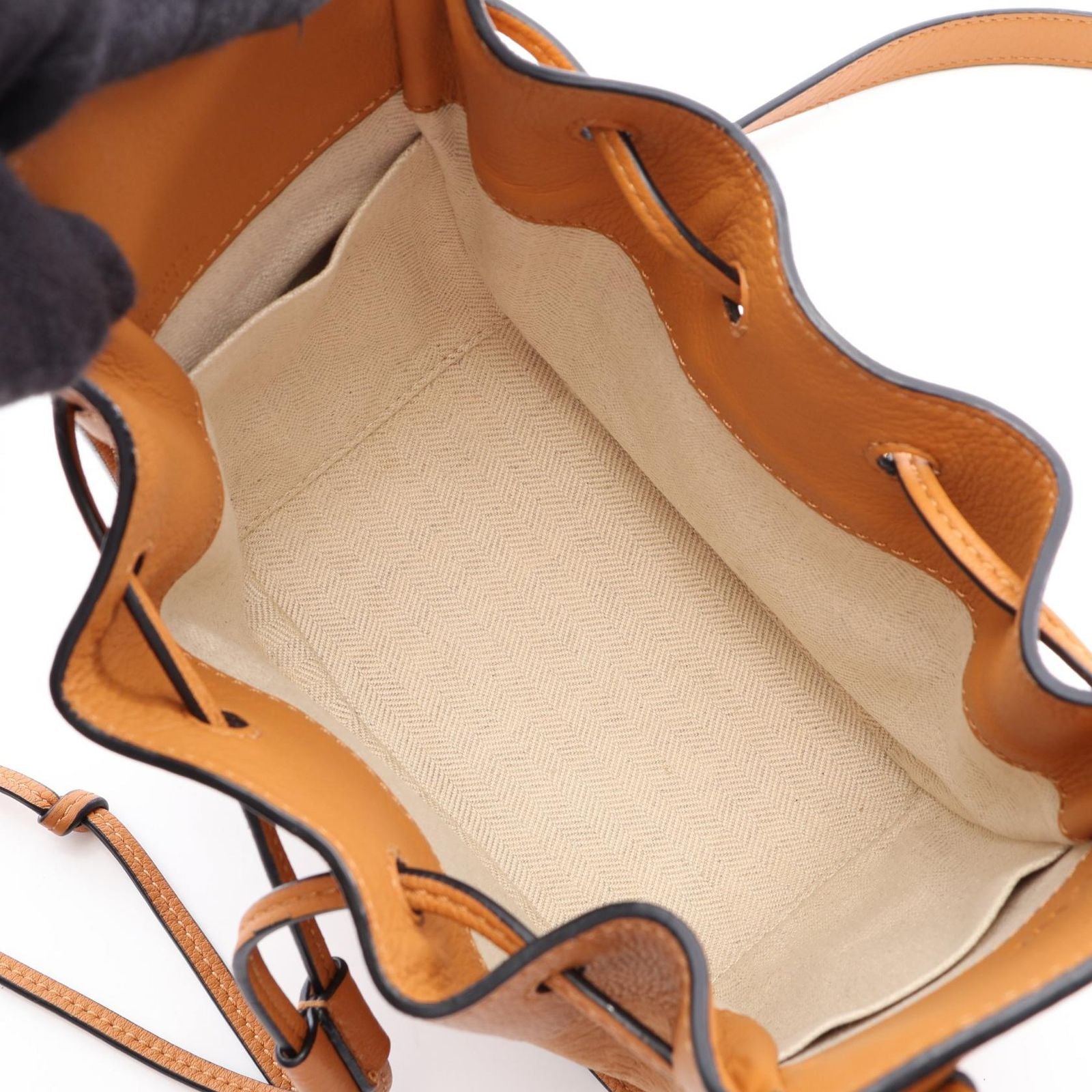 Loewe Handbag Hammock Drawstring Bag Mini 2-Way Brown Leather — view 3