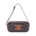 Celine Shoulder Bag Cuill Triomphe Mini Dark Brown Canvas Leather