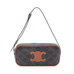 Celine Shoulder Bag Cuill Triomphe Mini Dark Brown Canvas Leather
