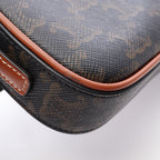 Celine Shoulder Bag Cuill Triomphe Mini Dark Brown Canvas Leather — view 6
