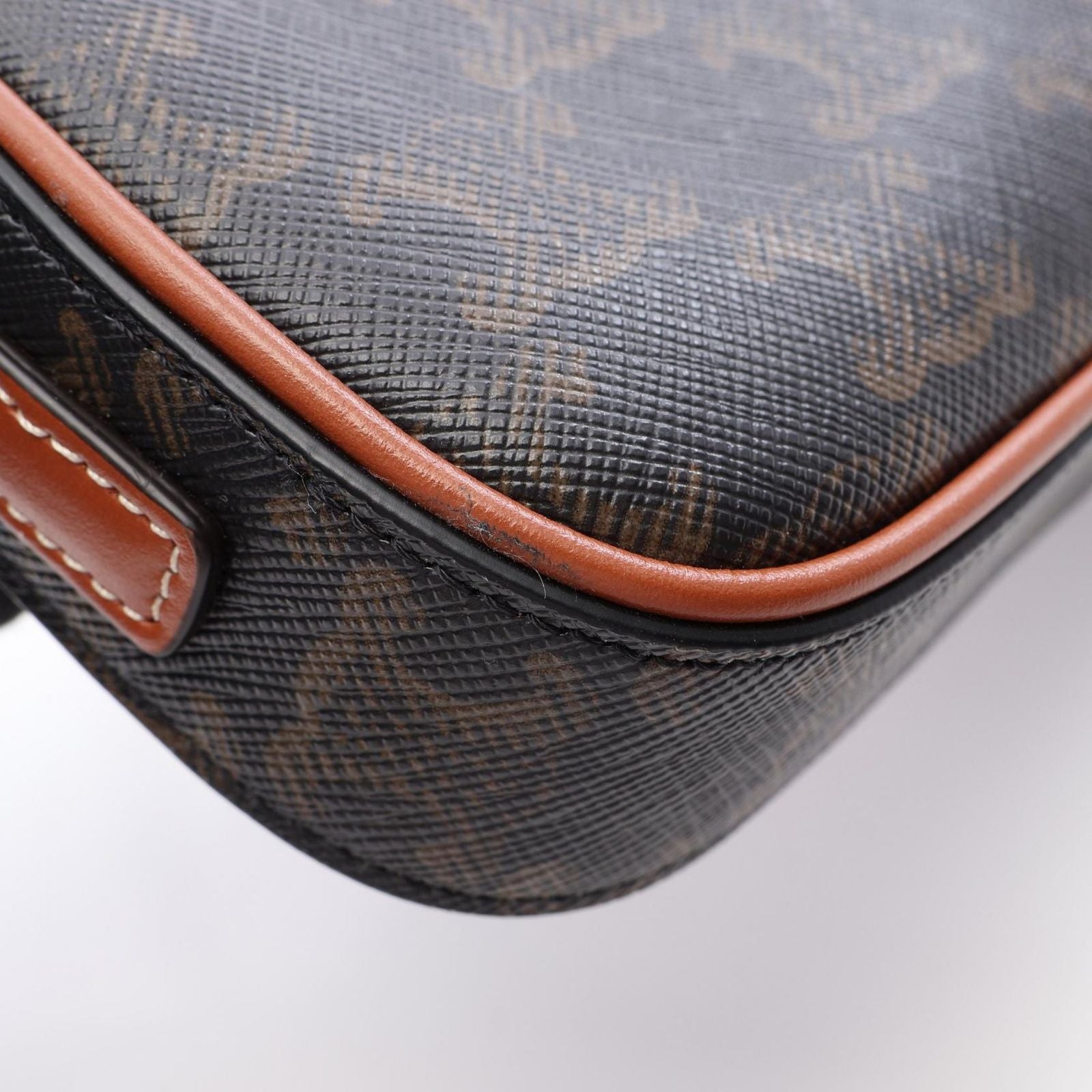 Celine Shoulder Bag Cuill Triomphe Mini Dark Brown Canvas Leather — view 6