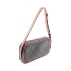 Celine Shoulder Bag Cuill Triomphe Mini Dark Brown Canvas Leather — view 2